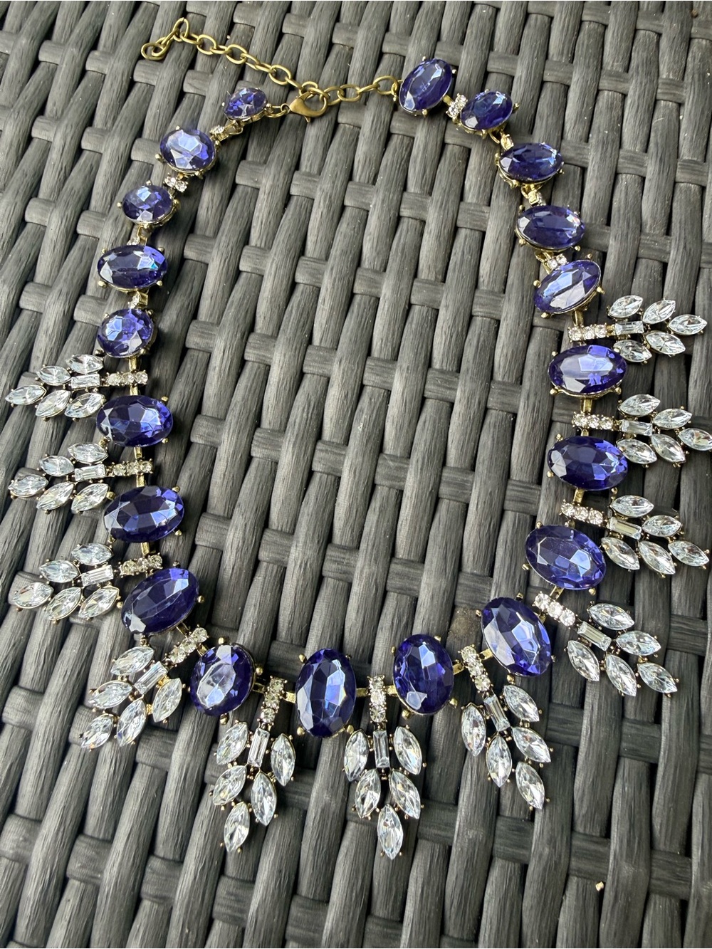 Aratta Gold-Tone Purple and Clear Crystal Statement Necklace
